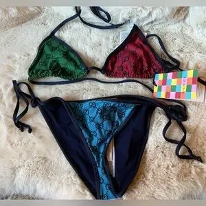 New Gucci GG supreme monogram multicolored bikini set size Small